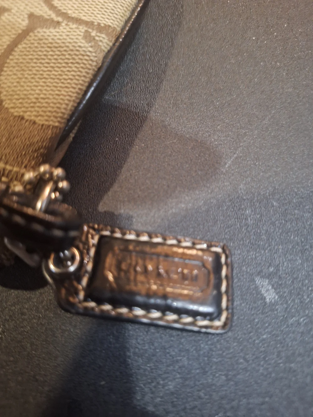 Coach Signature Canvas Wristlet in Brown/Tan